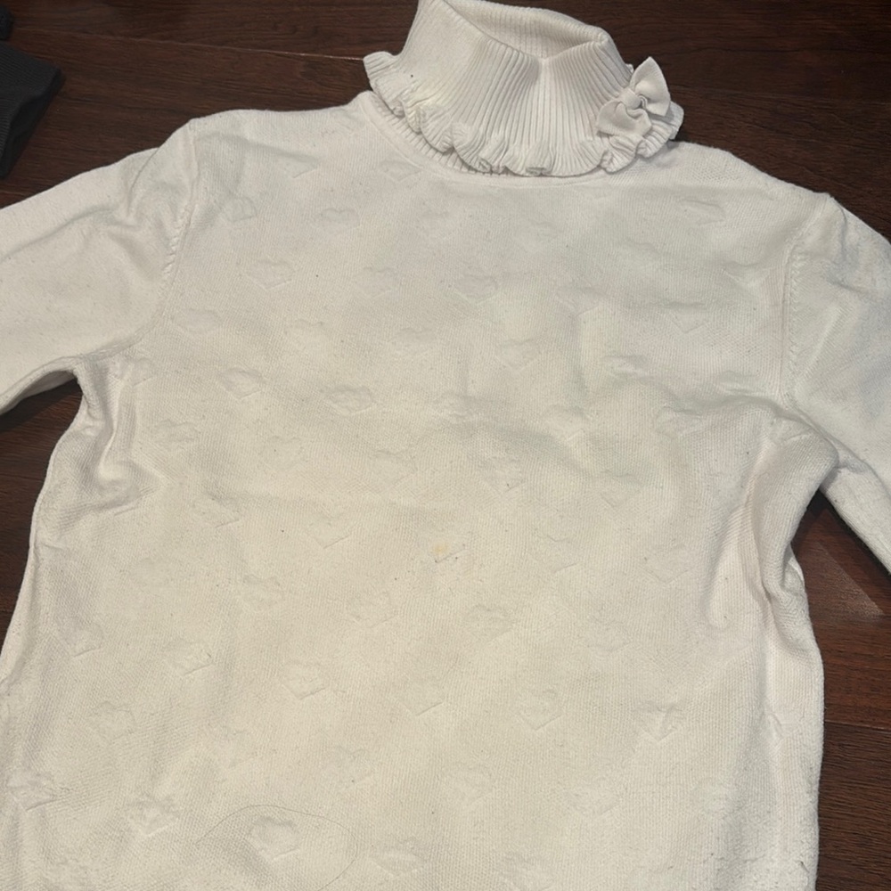 Elegant White Ruffled Sweater